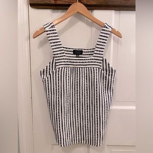 Lucky Brand Terry Cloth Tank Navy Blue Stripe Size Small EUC!